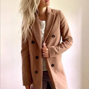 Camel Tall Double Breasted Coat Boohoo 